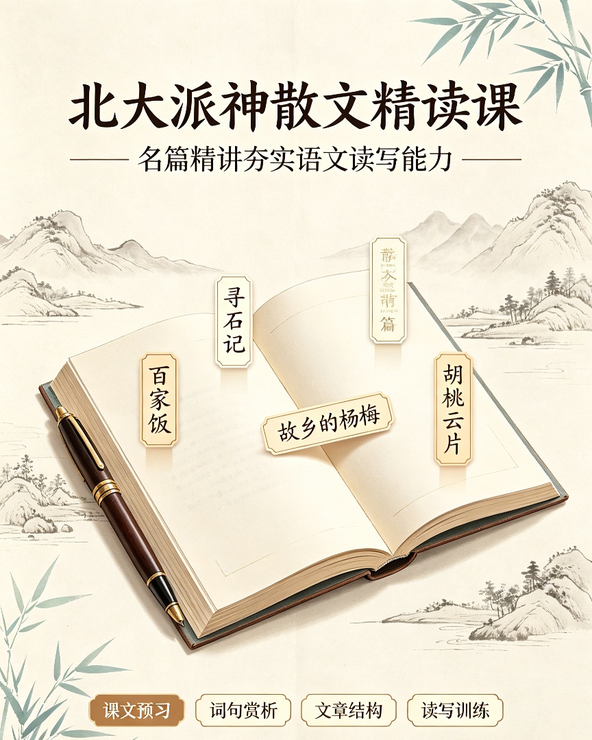北大派神散文精读课｜名篇精讲夯实语文读写能力
