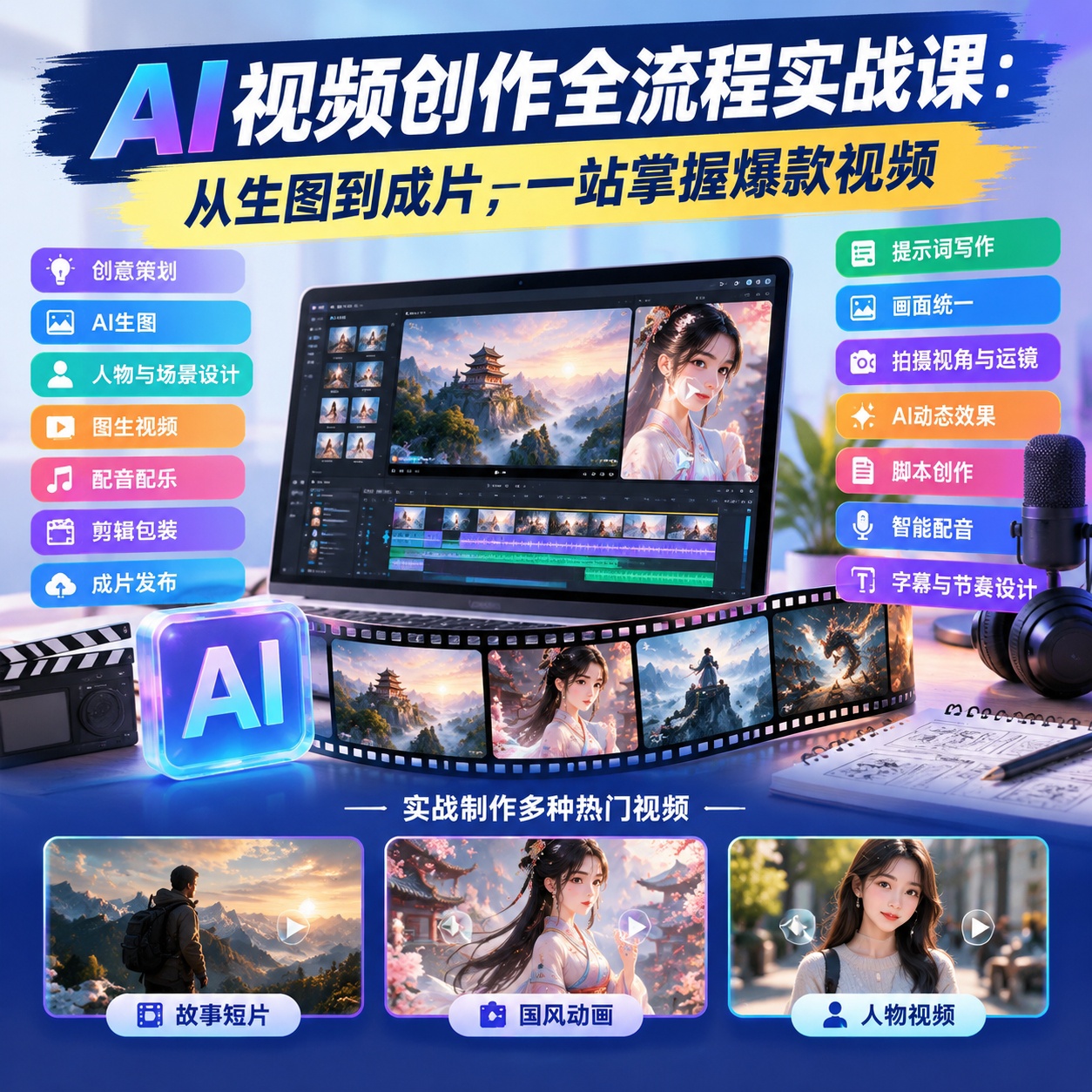 AI视频创作全流程实战课:从生图到成片,一站掌握爆款视频第4张插图 AI视频创作全流程实战课:从生图到成片,一站掌握爆款视频第4张插图