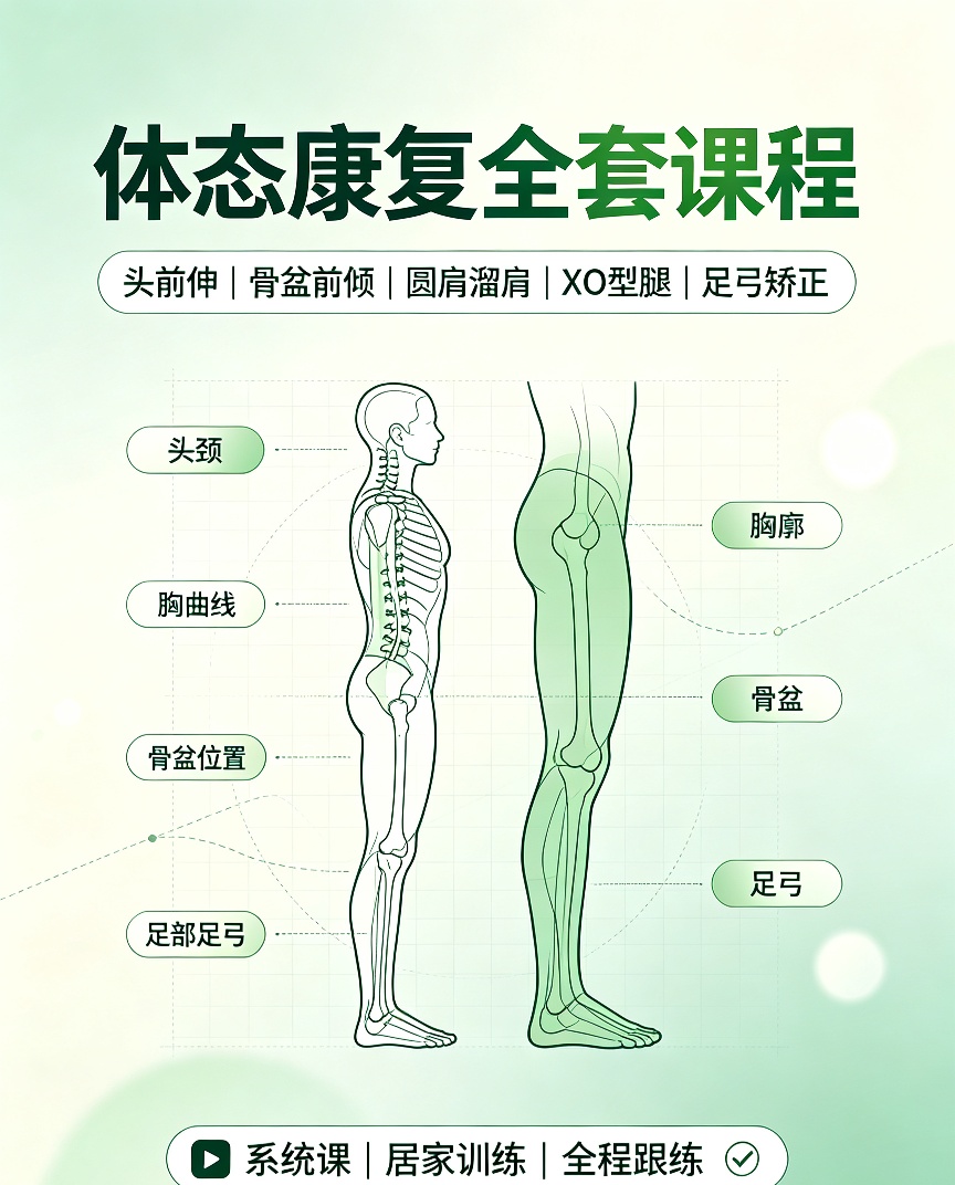 体态康复全套课｜改善头前伸骨盆前倾XO型腿第4张插图