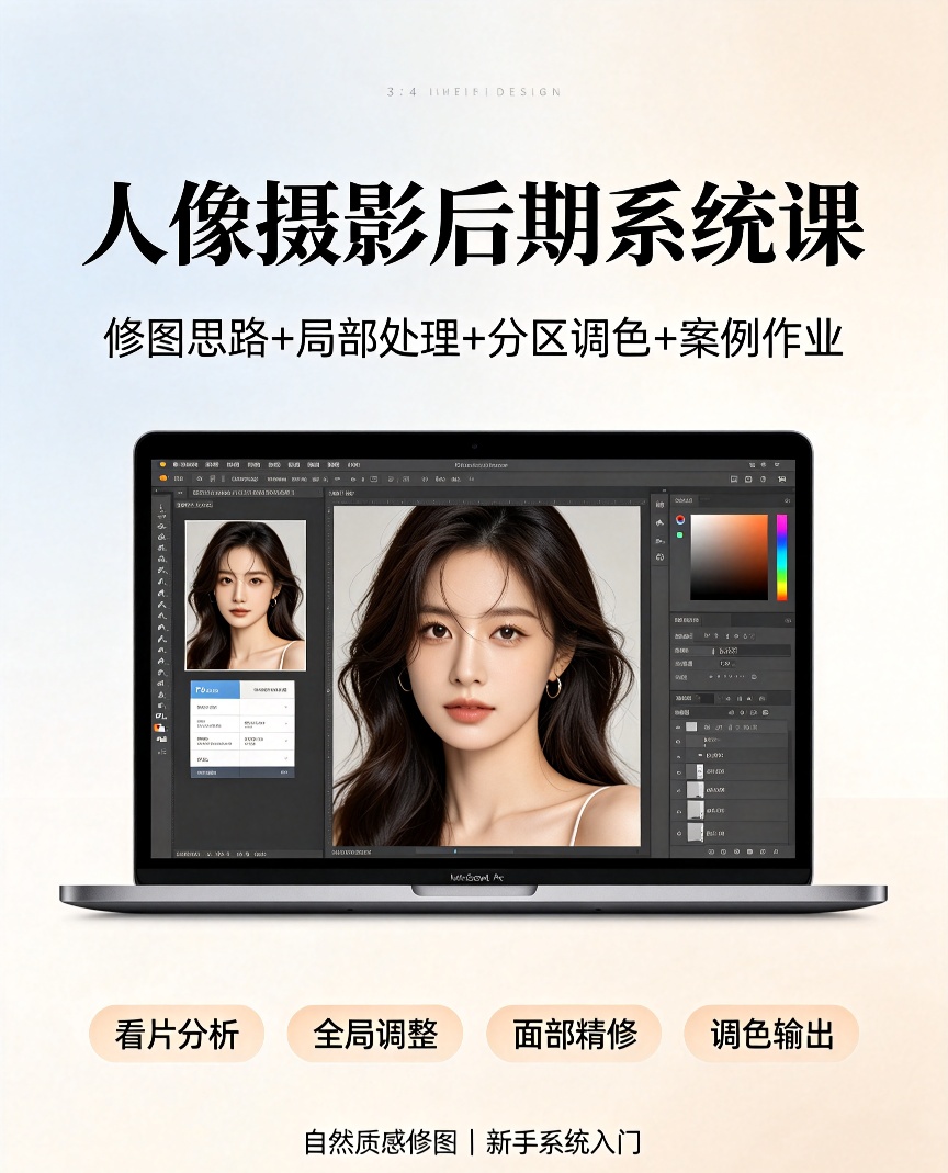 人像摄影后期系统课｜分区调色液化案例全精讲
