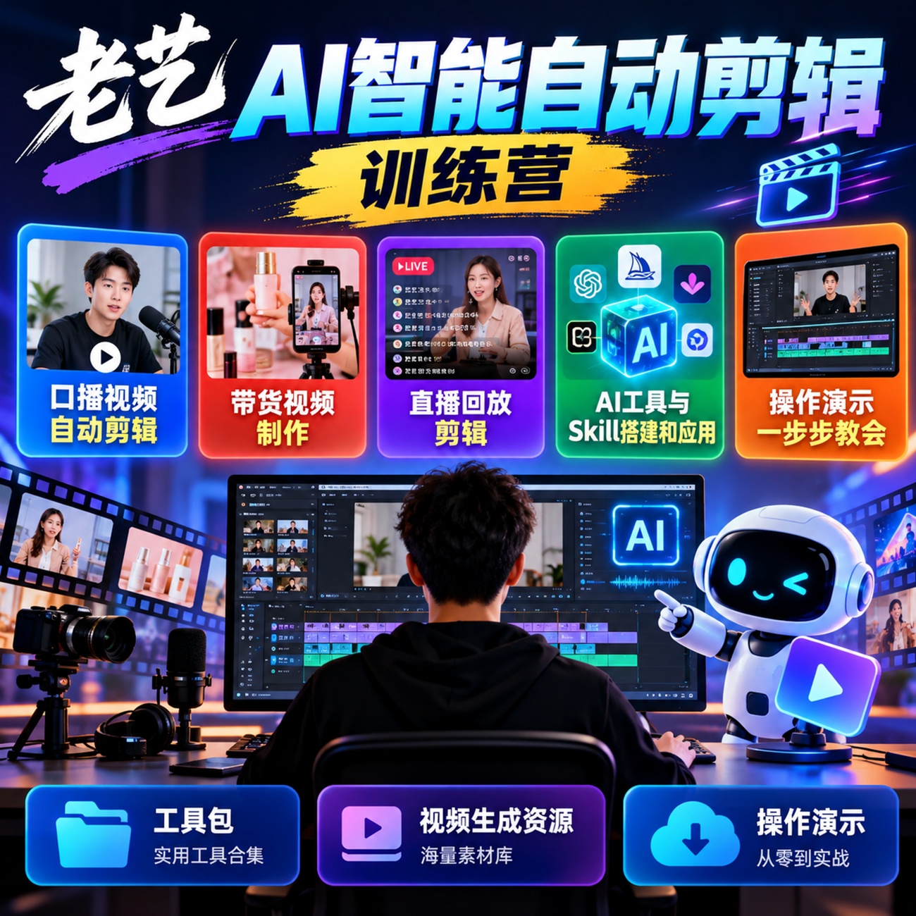 老艺·AI智能自动剪辑训练营：从素材到成片，一套流程学会第4张插图
