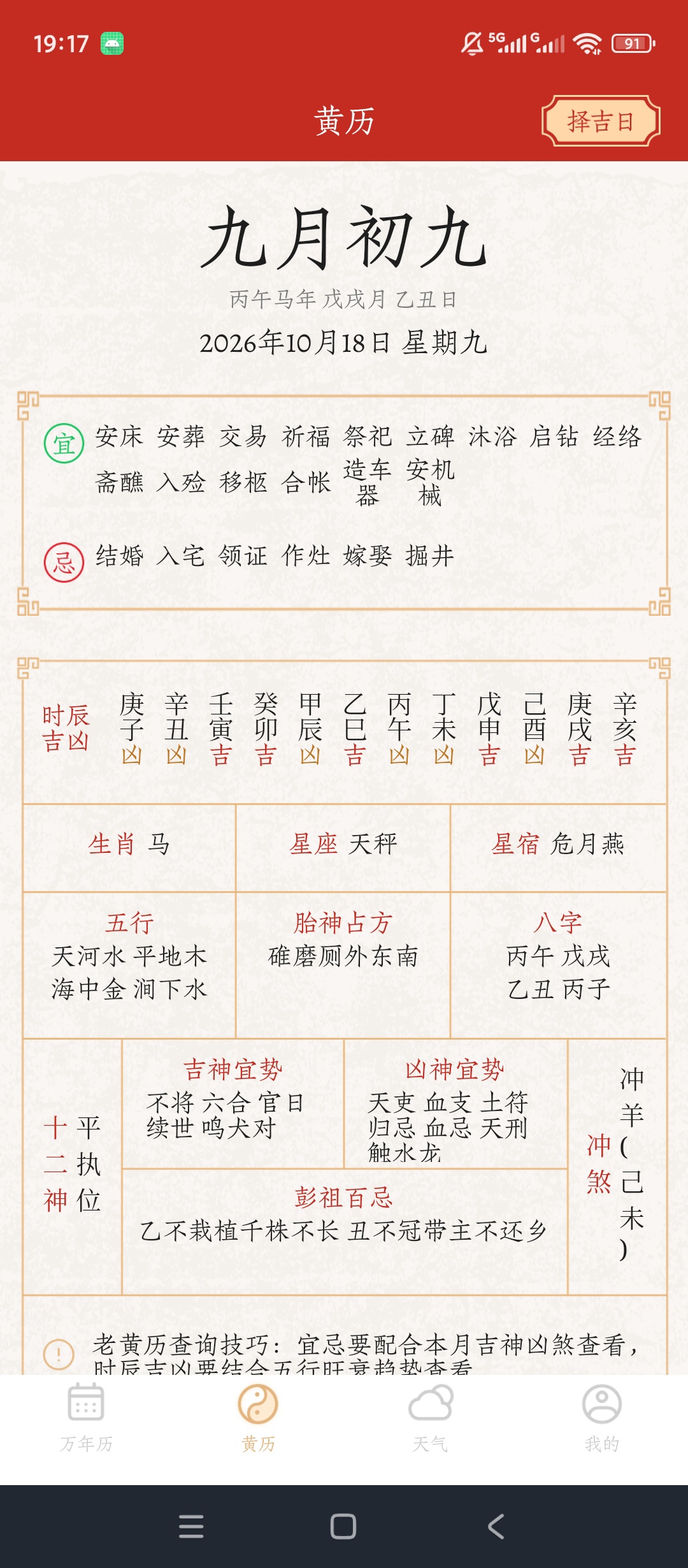 万年历阳历解锁会员黄历查询天气预览时辰吉凶查看第6张插图