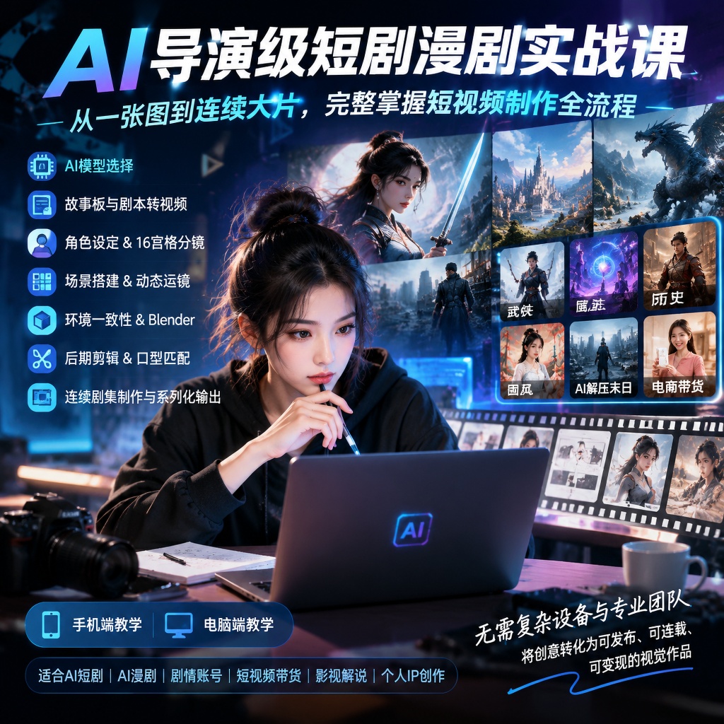 AI导演级短剧漫剧实战课：从一张图到连续大片，掌握全流程第4张插图