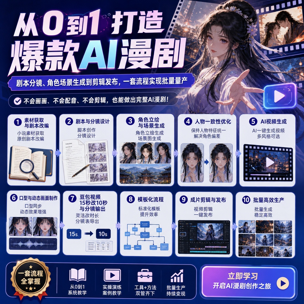 从0到1打造爆款AI漫剧:剧本分镜、角色场景生成到剪辑第4张插图 从0到1打造爆款AI漫剧:剧本分镜、角色场景生成到剪辑第4张插图