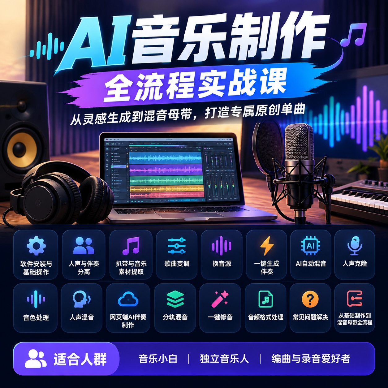 AI音乐制作全流程实战课:从灵感生成到混音母带第4张插图 AI音乐制作全流程实战课:从灵感生成到混音母带第4张插图