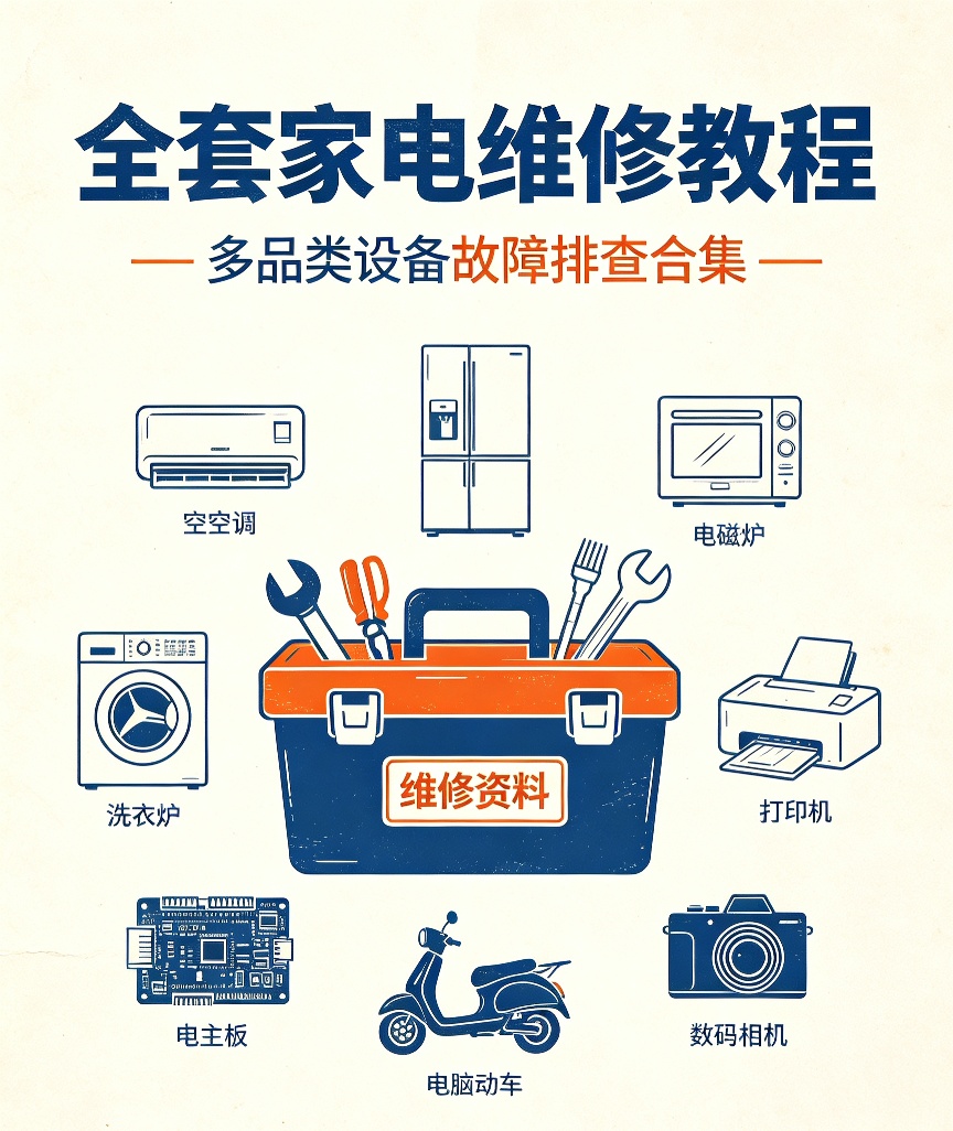 全套家电维修教程｜空调冰箱电脑等家用设备故障检修资料第4张插图