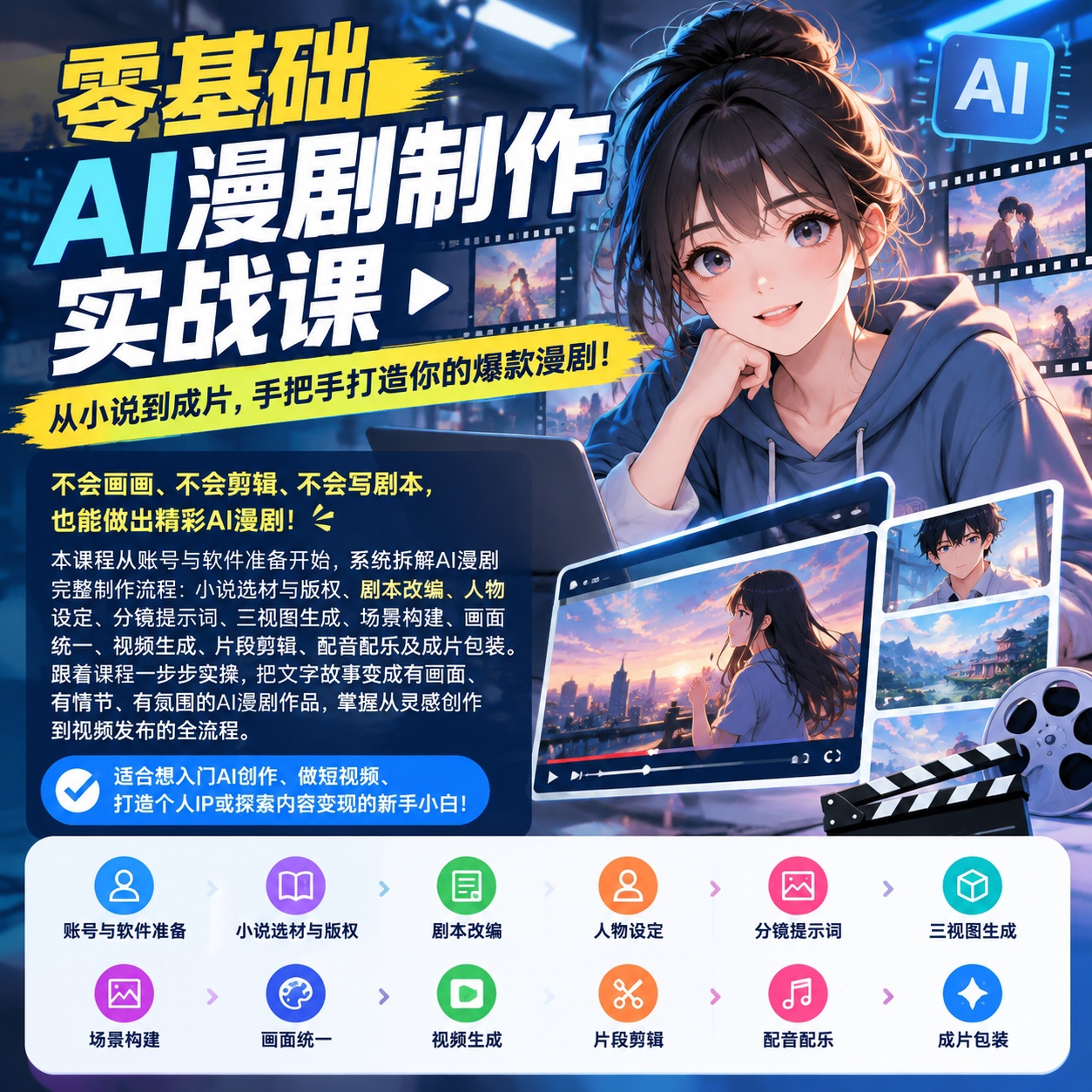 零基础AI漫剧制作实战课：从小说到成片，手把手打造爆款第4张插图