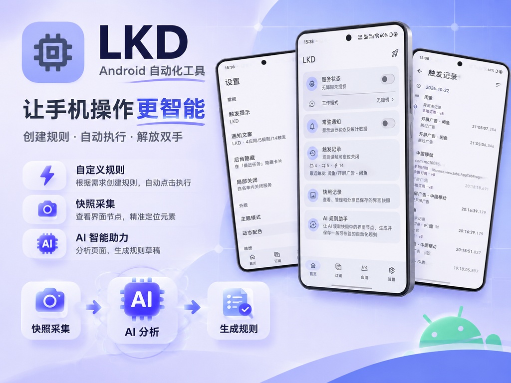 原创开发LKD最强跳广告神器AI自动分析识别