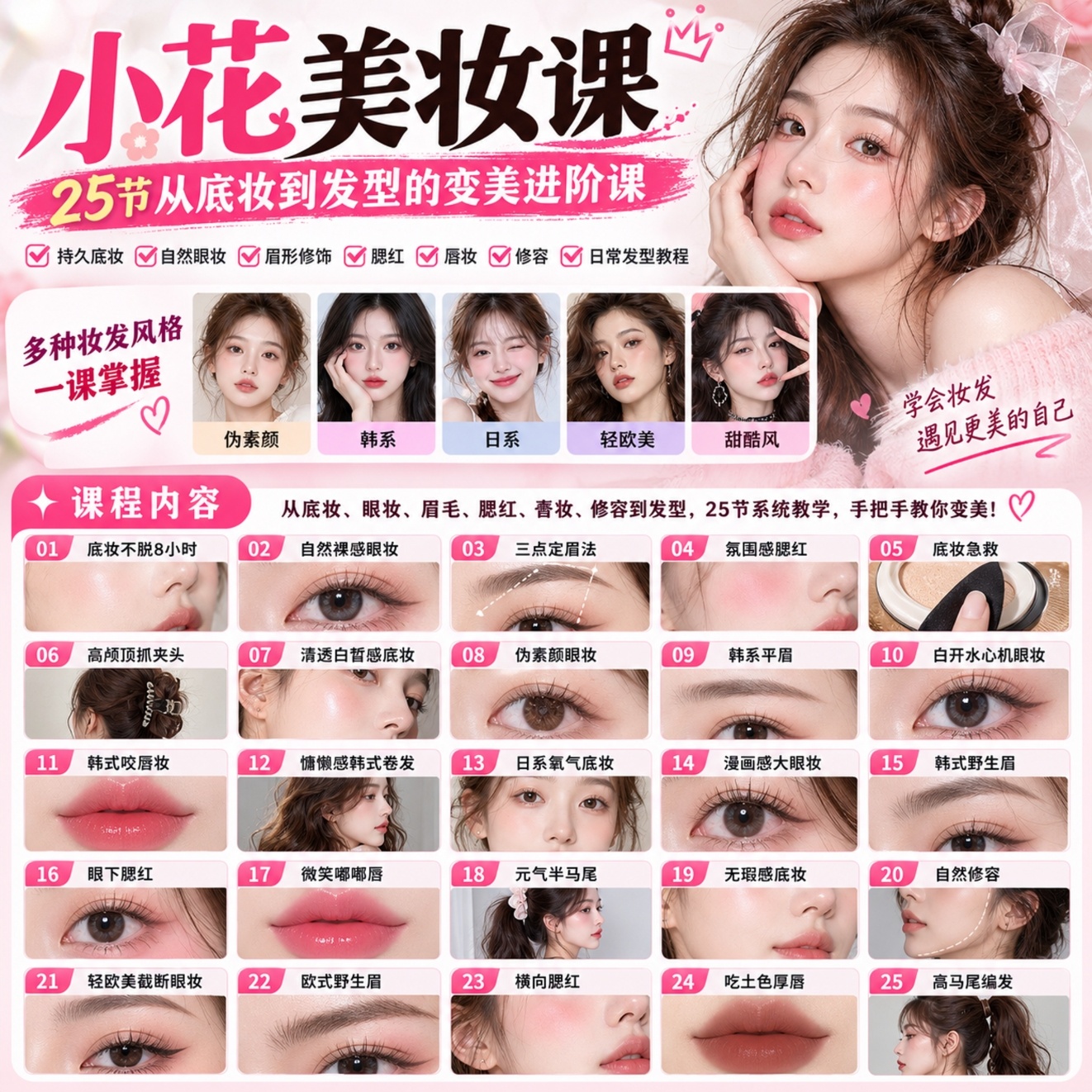 小花美妆课｜25节从底妆到发型的变美进阶课第4张插图